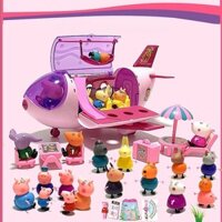 0206 Đồ chơi máy bay hành khách cho trẻ em, bộ đồ chơi máy bay cho gia đình bốn người, bộ lắp ráp giáo dục cho trẻ em, búp bê Hello Kitty Kitty