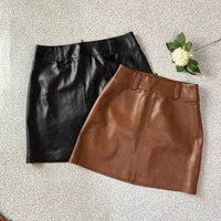 02299 Chân Váy Da Nữ Màu Đen Nâu Size Xs M L XL Hàng Dư.