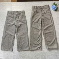 02374 Quần Kaki dáng suông 2 Lớp Lót Nỉ Bé Trai Bé Gái Màu Ghi hàng xuất dư xịn.
