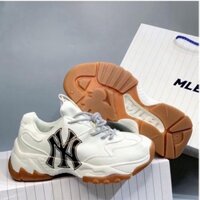 @03@ Giày Sneaker MLB NY đẹp đế nâu chuẩn bản Trung 1:1, Giày thể thao nam nữ ulzzang đi học cổ thấp đế cao 5cm N3 full