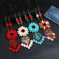 03.13 Phong cách dân tộc cổ điển Vòng cổ hoa ngọc lam dài Tua rua thủ công Thái Lan Dây chuyền áo len phù hợp Phụ kiện kỳ nghỉ đơn giản Phong cách dân tộc cổ điển Vòng cổ hoa ngọc lam dài Vòng cổ hoa tua rua thủ công Thái Lan Dây chuyền áo len phù hợp với