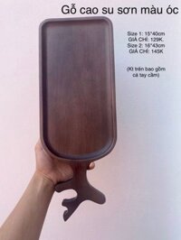 032- Khay sừng hươu gỗ cao su ghép thanh sơn màu óc chó