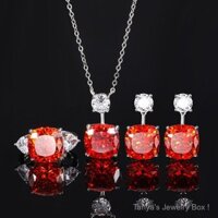 0325-ZSS-LR quà tặng cho quý cô giàu có, thay thế trang sức giá cả phải chăng, đế đồng mạ vàng, cắt tổ chim giả, màu đỏ cam, phong cách vintage, đá chính 2*12mm