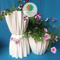 05c Chậu Kim Cương 28x25cm cạnh khế (Trắng) – Chậu nhựa trồng hoa, cây kiểng trang trí sang trọng