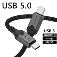 0.5m 1m 2m USB 5.0 80Gbps Thunderbolt 5 Cáp 16K @ 60hz USB c TO USB c PD240W Type-c Sạc USB 5 Cáp cho Macbook Pro Laptop PS4 PS5