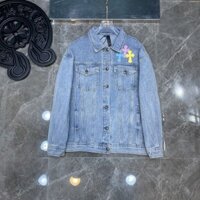 06SB Chrome Hearts 21 Denim Coat Series Colorful Leather Patchwork Cross Denim Coat