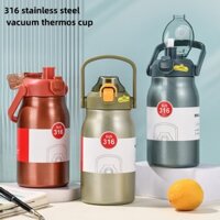 0.8-1.3l 316 Bình Nước Inox Có Ống Hút Dung Tích Lớn Chân Không Bình Hút Chân Không Du Lịch Thể Thao Ấm Siêu Tốc