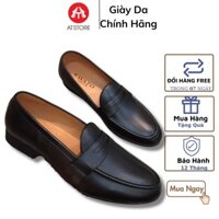 0O0L Giày lười nam công sở cao cấp da đen trơn  Bảo hành nổ da 12 tháng giảm 50%✅ Mã GC04