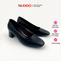 1 1 Giày Cao Gót Công Sở Nữ Đế Vuông 5cm, Giày Búp Bê Nữ Mũi Vuông Da Mềm NUDDO NU208 2 2
