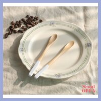 [1+1] Korean Wooden Long Teaspoon 2 PCS Thìa Khuấy Dài Cà Phê Thìa Pha Trà Wood Tea Spoon Cafe Tool