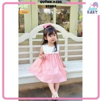 1-10 tuổi (10-40kg) 770BG Váy babydoll cổ phối trắng khuyết hoa Hãng Sofia Candy
