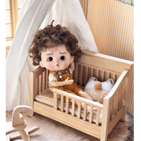 1 / 12 Búp Bê BJD Cũi Giường Gỗ Nhỏ Mô Hình Nhà Búp Bê Nội Thất Bằng Gỗ Thu Nhỏ Cảnh Chụp Đạo Cụ ob11 Hộp Bí Ẩn