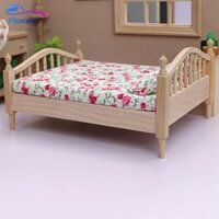 1: 12 Nhà Búp Bê Gỗ Giường Đôi Nhà Búp Bê Phụ Kiện Phòng Ngủ Micro Cảnh Đạo Cụ Chụp Ảnh Cho Trẻ Em Bé Gái Tập Đi Quà Tặng