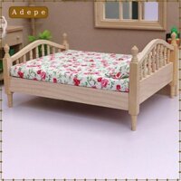 1 / 12 Nhà Búp Bê Gỗ Giường Đôi Nhà Búp Bê Trang Trí Phòng Ngủ Micro Cảnh Cho Bé Gái