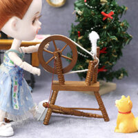 1: 12 Nhà Búp Bê Mini Nội Thất Bỏ Túi Đồ trang trí Trang Trí Vintage Gỗ Hạt Vạt Vintage Quay Bánh Xe