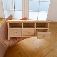 1 / 12 OB11 Nhà Búp Bê Nội Thất Mini Ngăn Kéo Gỗ Tủ Tivi Tủ Đồ Trang Trí Trống DIY Tô Màu