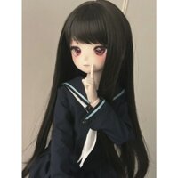 1 / 3 1 / 4 1 / 6 BJD Búp Bê Tóc Giả Qi Bangs Đen Dài Qi Nổ Mềm Mại Nhiệt Độ Cao Lụa