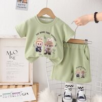 1-3 Tuổi Bé Trai Quần Áo Phù Hợp Với Áo Ngắn Tay + Quần Short 2 Miếng Mùa Hè Hàng Ngày Mặc Bé Trai Đi Biển Phong Cách Quần Áo