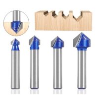 1 / 4 "Tay Cầm V Shaper Router Bit Có Vòng Bi Cắt Dao Thẳng Hai Lưỡi Dao Chế Biến Gỗ Anh Dao Phay Cắt Tỉa Máy Đầu Dao Daquan Gong Máy Khắc