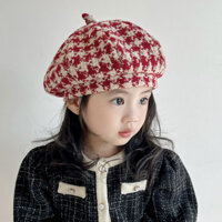 [1-4 Tuổi] Mũ Newsboy Cổ Điển Mũ Nồi Trẻ Em Mùa Thu Kẻ Sọc Phong Cách Phương Tây Mũ Hình Bát Giác Bé Trai Bé Gái Giáng Sinh Năm Mới Mũ Họa Sĩ Đỏ A408