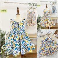 (1->6 tuổi) Váy đầm bé gái 2 dây dáng xòe họa tiết hoa lá siêu xinh chuẩn hãng Oli river (H098)