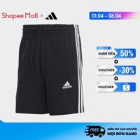 [1-6.4 - VOUCHER 40%]Quần Short 3 Sọc Vải Thun Da Cá Essentials adidas Nam Đen IC9435