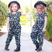 1-6yrs Tuổi Trẻ Em Bé Gái Hoa JumpSuit Liền Quần