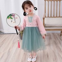 1-7Years Trẻ Em Bé Gái Dễ Thương Thêu Lưới Khâu Ngọt Đầm Công Chúa (AH0026PS)