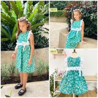 (1->9 tuổi) Váy đầm bé gái họa tiết hoa nhí, đính nơ cực xinh chuẩn hãng Oli River (H017)