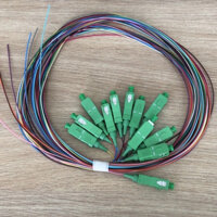 1 Bộ 12 sợi dây hàn quang, dây  PIGTAIL, dây nối quang 12 màu Loại Cao Cấp SC/APC (xanh lá) 0.9mm 1.5m