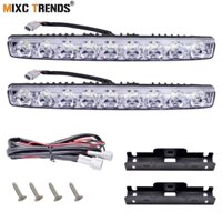 1 Bộ 12V 9 LED DRL Thanh Đèn Pha Ô Tô Lưới Tản Nhiệt Tự Động Lái Xe Sương Mù Đèn Siêu Sáng Nhôm Chống Thấm Nước Ban Ngày Chạy Bộ Ánh Sáng