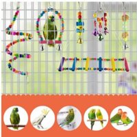 1 Bộ 6 Thang Dây Đồ Chơi Nhiều Màu Sắc Gắn Chuông Cho Chim Vẹt