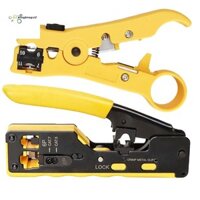 1 Bộ Bảy Loại Qua Lỗ Rj45 Pha Lê Mạng Dụng Cụ Dây Múa Thoát Y Uốn Mạng Kìm Bộ Màu Vàng