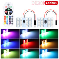1 Bộ Đèn led T10 C5W RGB 5050 Nhiều Màu Sắc Kèm Điều Khiển Từ Xa 7 Màu RGB