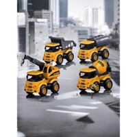 1 bộ gồm 4 xe ô tô xúc cẩu đồ chơi, xe đồ chơi công trình xây dựng
