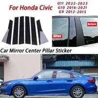 1 Bộ Honda Civic Màu Đen Bóng Cửa Xe Ô Tô Cửa Trung Tâm Cột B C Trụ Cột Bài Miếng Dán Viền Gương Trang Trí Phim Cho Civic G8 G9 G10 G11 2006-2015 2016-2021 2023 Phụ Kiện