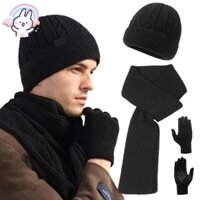 1 Bộ Mũ Mùa Đông Khăn Găng Tay Tất Bộ Dệt Kim Dày Chống Gió Cổ