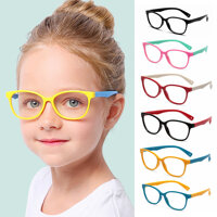 1* Boys Girls Flat Mirror Soft Silicone Frame Eyeglasses Children Glasses Radiation Protection Anti-blue Rays Anti-UV