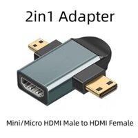 1 Cái 2in1 Mini / Micro HDMI Nam Sang HDMI Nữ Adapter Cho Laptop Máy Tính Bảng PC TV Camera Phụ Kiện Điện Thoại Di Động