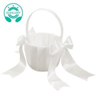1 Cái Giỏ Hoa Trắng Bé Gái Giỏ Cưới Cho Hoa Bé Gái Dễ Thương Satin Hoa Cô Gái Giỏ