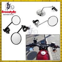 1 Cặp 22-25mm Tay Lái Xe Máy Gương Chiếu Hậu Tròn Kẹp Retro Cho Harley Honda Chopper Cruiser Cafe Racer