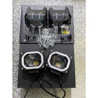 [1 cặp] Bi vuông trợ sáng mắt quỷ, lắp ô tô, xe máy. công suất 30w/ bóng. pha trắng cos vàng. điện áp 12v-24v