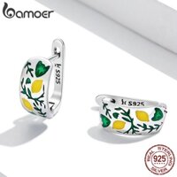 1 Cặp Bông Tai bamoer Bạc 925 Hình Lát Chanh Và Lá Thời Trang Cho Nữ sce1376
