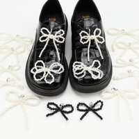 1 Cặp Bowtie Ngọc Trai Hoa Dây Giày Khóa Giày Quyến Rũ Dây Giày Trang Trí Kẹp Giày Phụ Kiện Cho Người Phụ Nữ Trắng Và Bạc