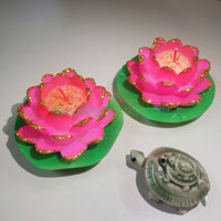 [1 Cặp ] Đèn Cầy Hoa Sen Lấp Lánh