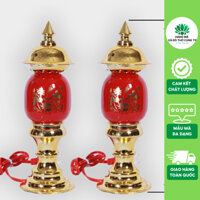 [1 Cặp] Đèn Thờ Cúng Phú Quý Bằng Thủy Tinh Nhiều Size, Đèn Thờ Phật- Cắm Điện Trực Tiếp 220V
