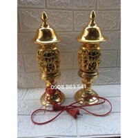 1 Cặp Đèn Thờ Phú Quý Mạ Màu Đồng