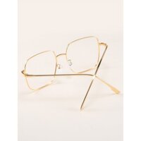 1 cặp kính thời trang gọng vuông kim loại unisex với tròng kính phẳng