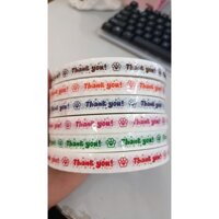 1 cây (25 cuộn) băng keo in hình CHÂN MÈO, in chữ thank you dán ly cà phê, trà sữa 12mm