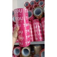 1 cây (6 cuộn) băng keo màu hồng gấu dâu in chữ thank you, 48mm